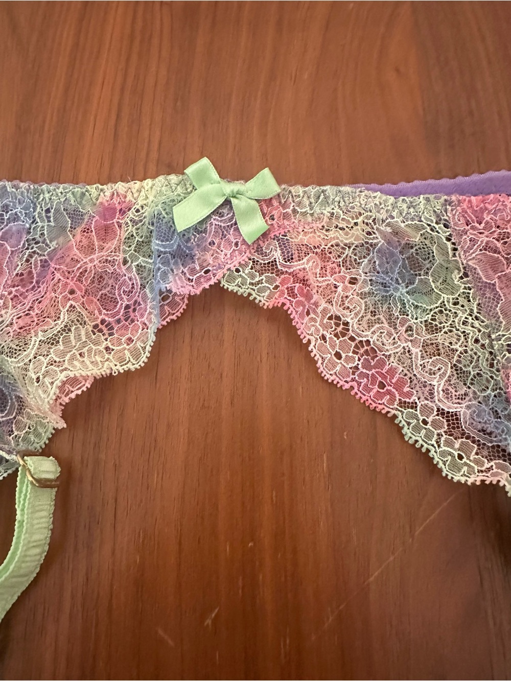 Agent Provocateur ‘Phoenix’ Collection Rainbow Pastel Lace Bra & Garter 36B/AP4 - Picture 9 of 11